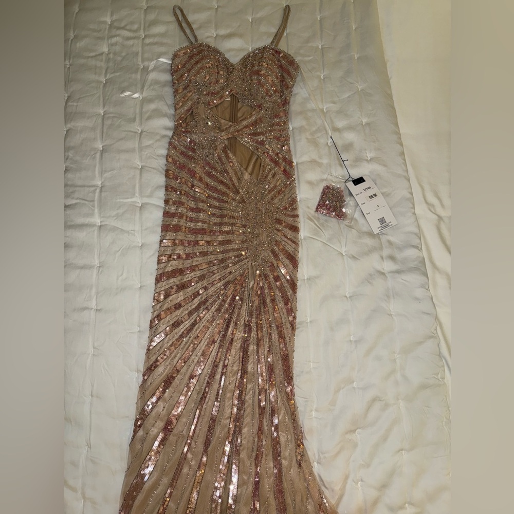 Primavera Couture Rose Pink Sequin Dress